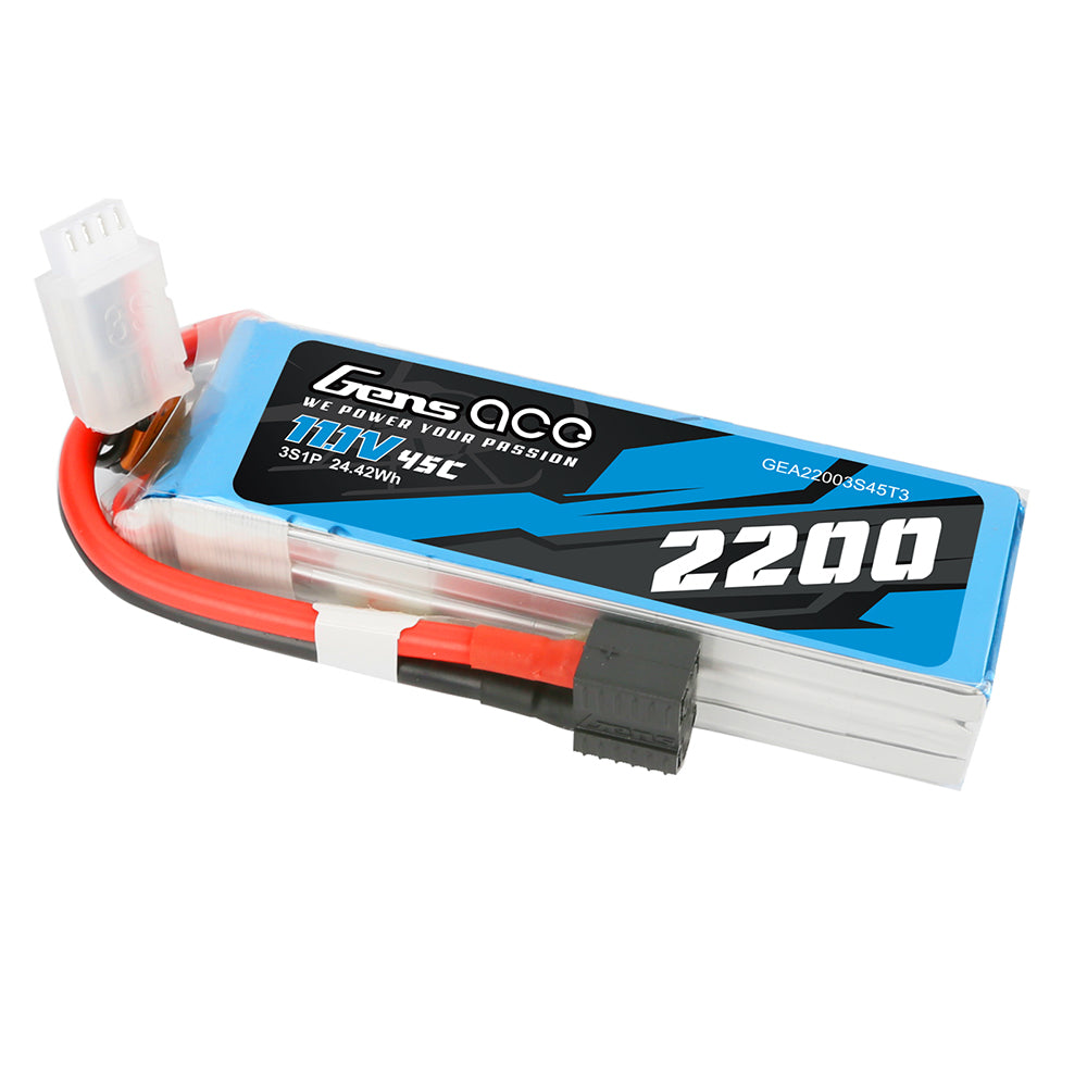 Gens ace 2200mAh 11,1V 45C 3S1P Lipo Akkupack mit EC3/XT60/T-Stecker