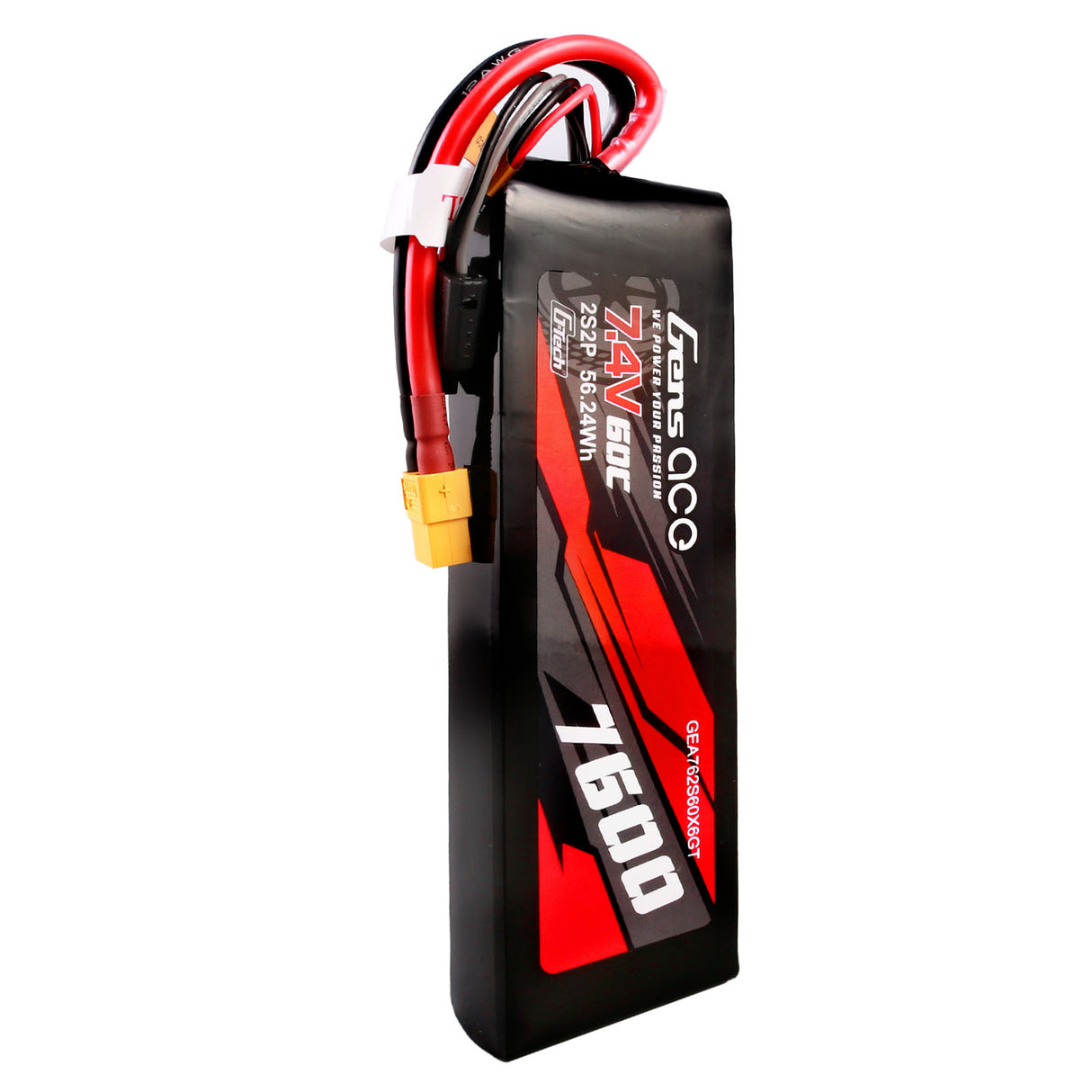 Gens ace G-Tech 7600mAh 7.4V 60C 2S2P Lipo Battery PC material case with XT60 Plug