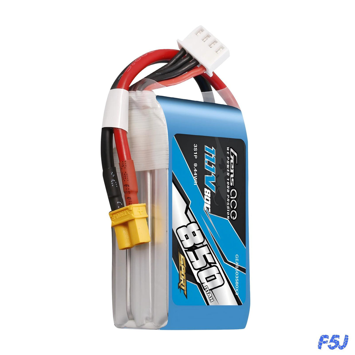 Gens ace 850mAh 11.1V 80C 3S1P Lipo Battery Pack with XT30 Plug ( F5J )