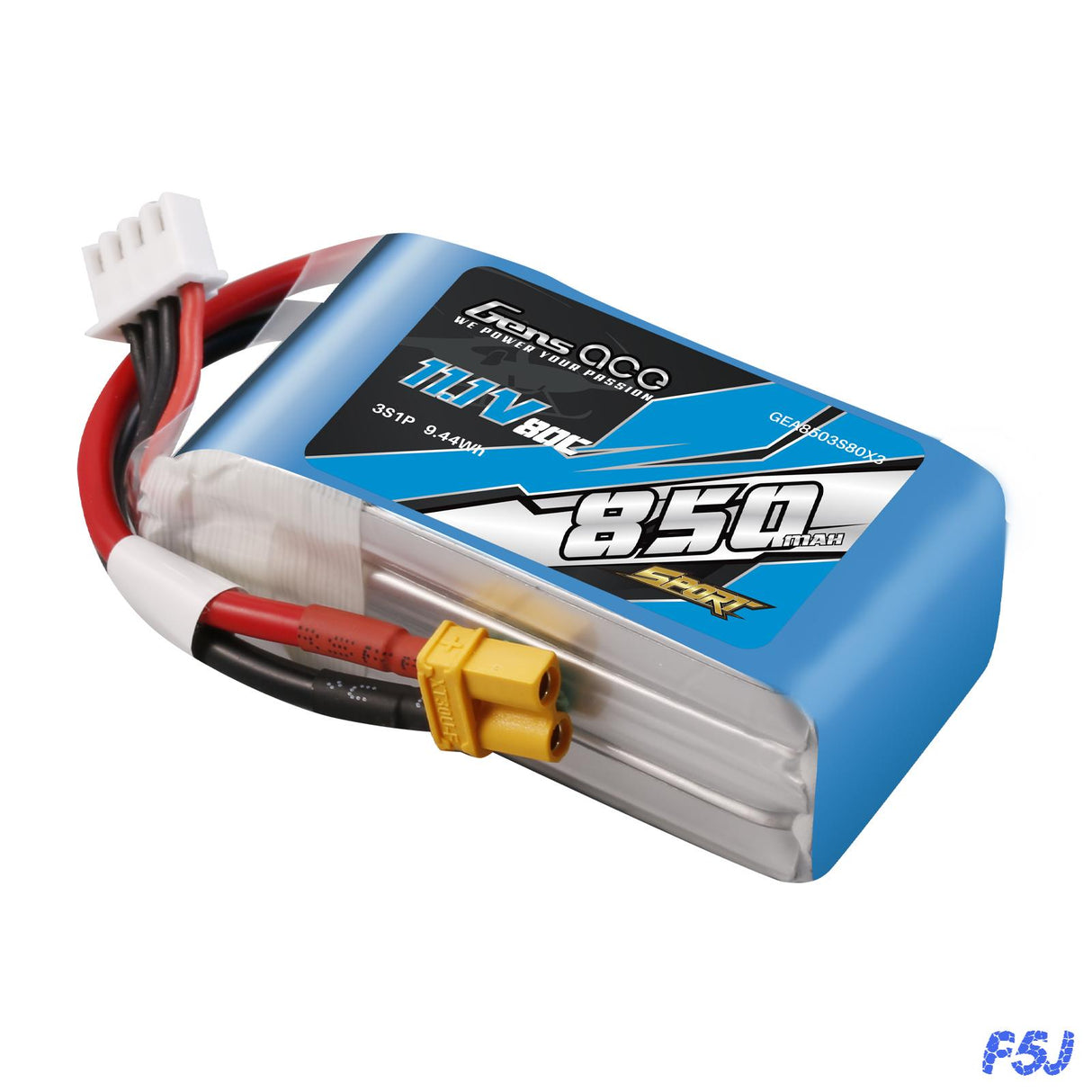 Gens ace 850mAh 11.1V 80C 3S1P Lipo Battery Pack with XT30 Plug ( F5J )