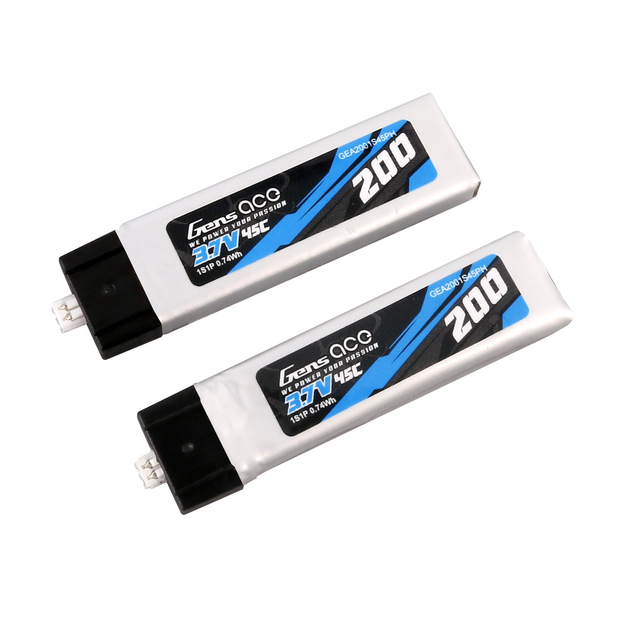 Gens ace 200 mAh 3,7 V 45 C 1S1P Lipo-Akku (2 Stück)