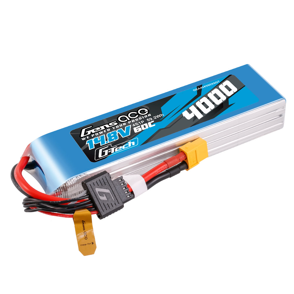 Gens Ace G-Tech 4000mAh 14.8V 60C 4S1P XT60 LIPO Battery Pack