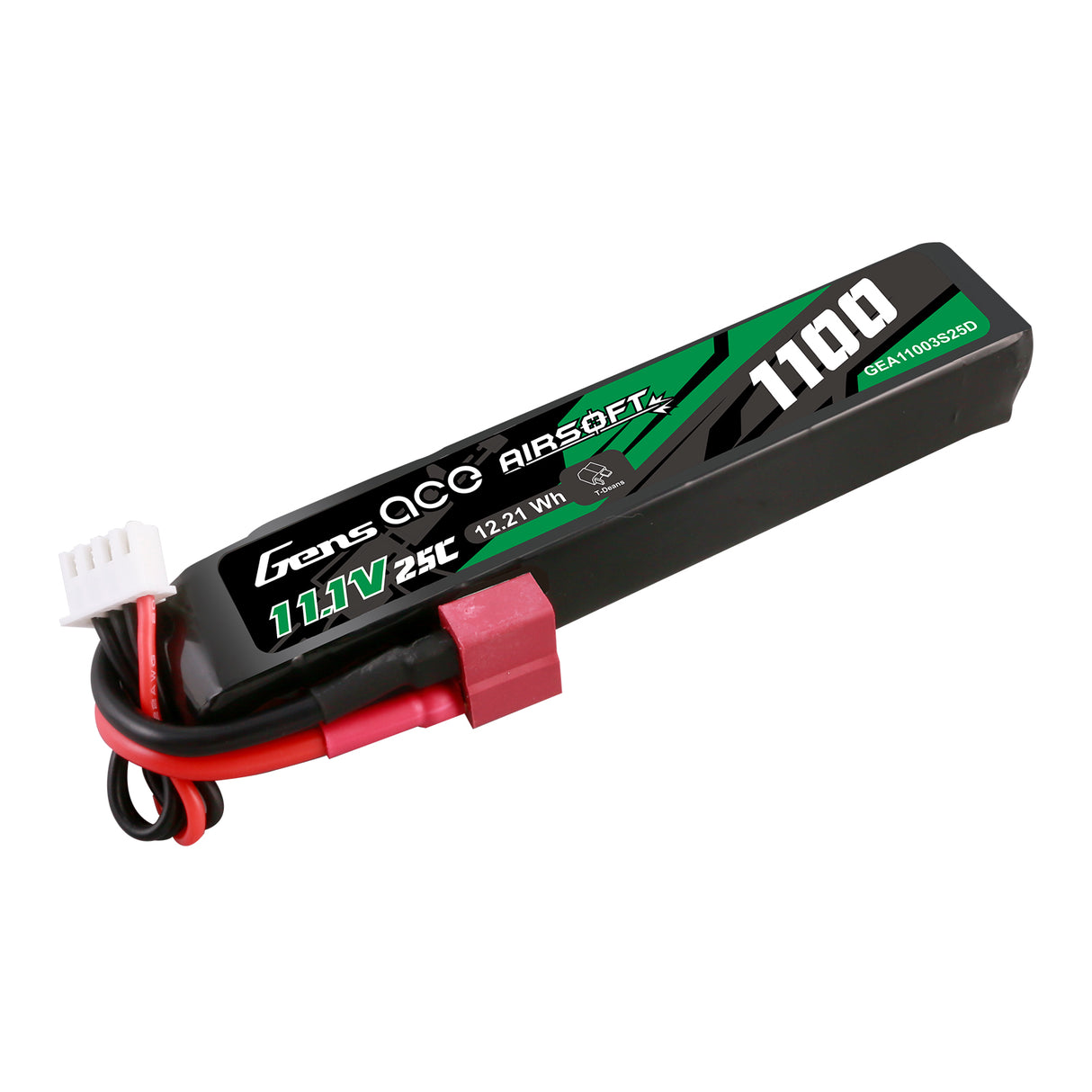 Gens ace 25C 1100mAh 3S1P 11.1V Airsoft Gun Lipo Battery with T Plug