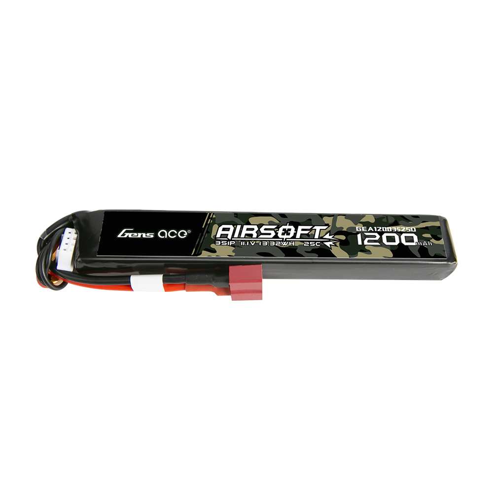 Batería Gens Ace 3S 1200mAh 11.1V 25C Con Conector Deans T | Para Airsoft Y Modelos RC | Ligera Y Compacta