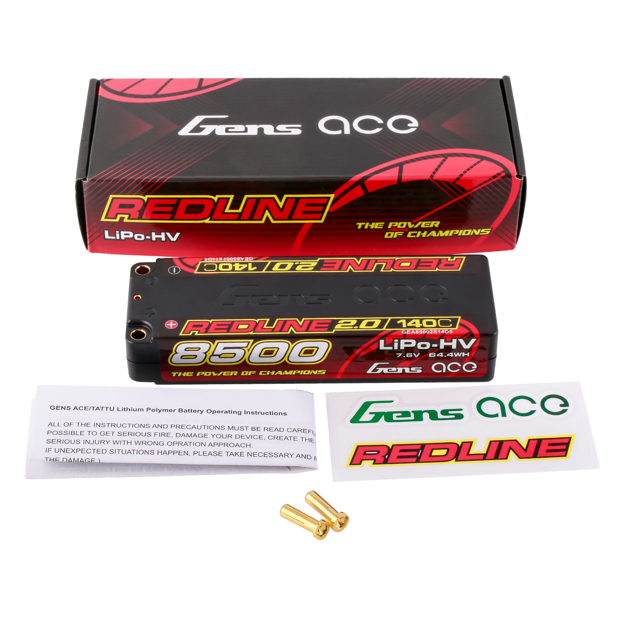 Gens ace Redline 2.0 Series 8500mAh 2S 7.6V 140C HardCase HV Lipo Battery Pack with Hardcase 58#