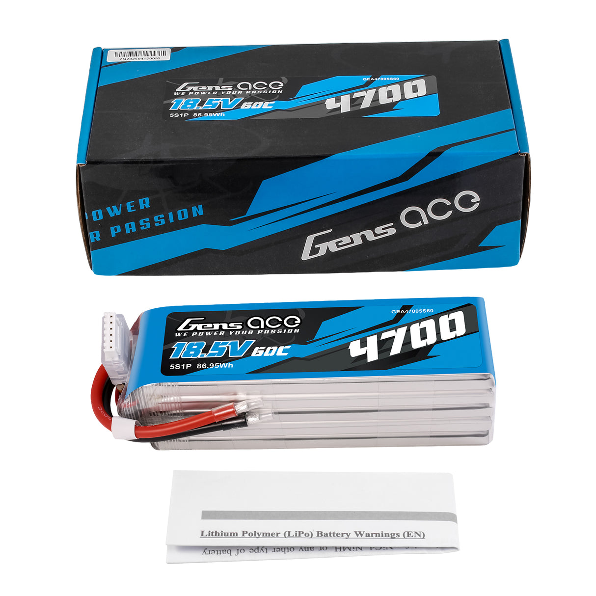 Gens Ace 4700mAh 18.5V 25C 5S1P Lipo Battery (F3A)