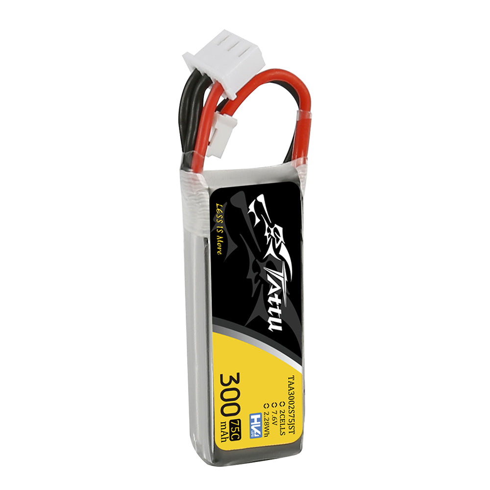 Tattu 300 mAh 2S 75C 7,6 V Lipo-Akku mit JST-PHR-Stecker