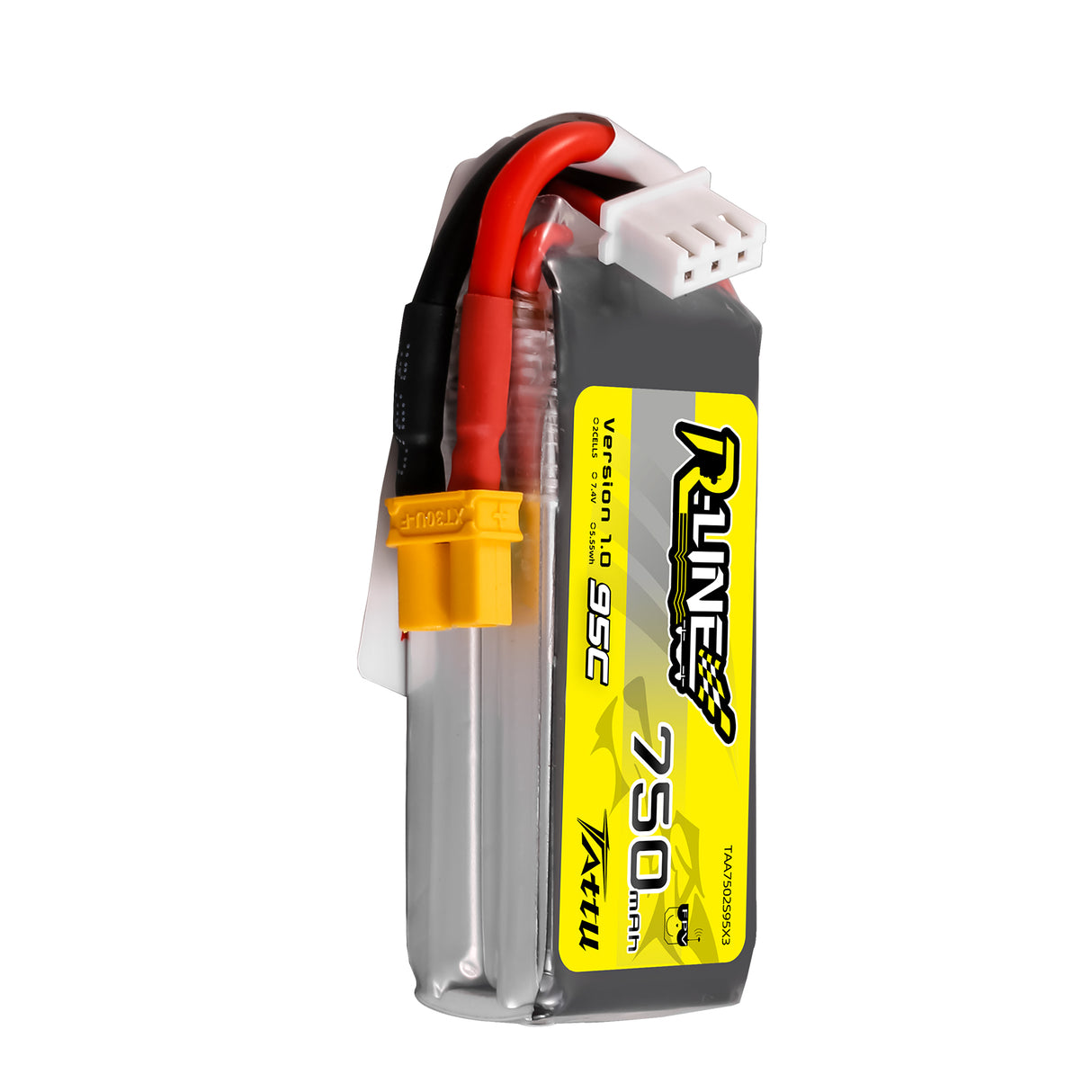 Tattu R-Line 750mAh 95C 7.4V 2S1P Lipo Battery Pack with XT30U-F Plug