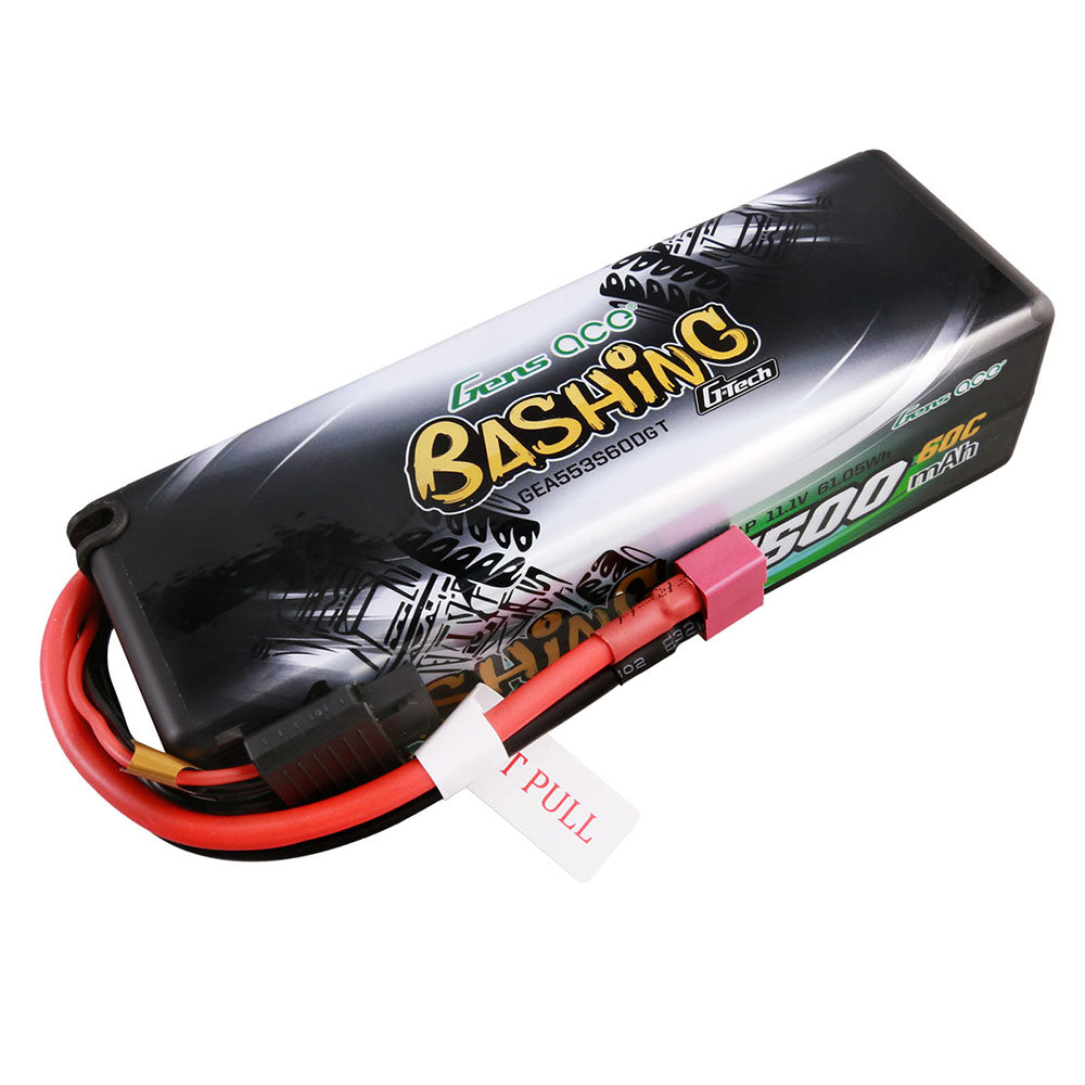 Gens ace G-Tech 5500mAh 11.1V 3S 60C HardCase 15# car Lipo Battery with T-plug