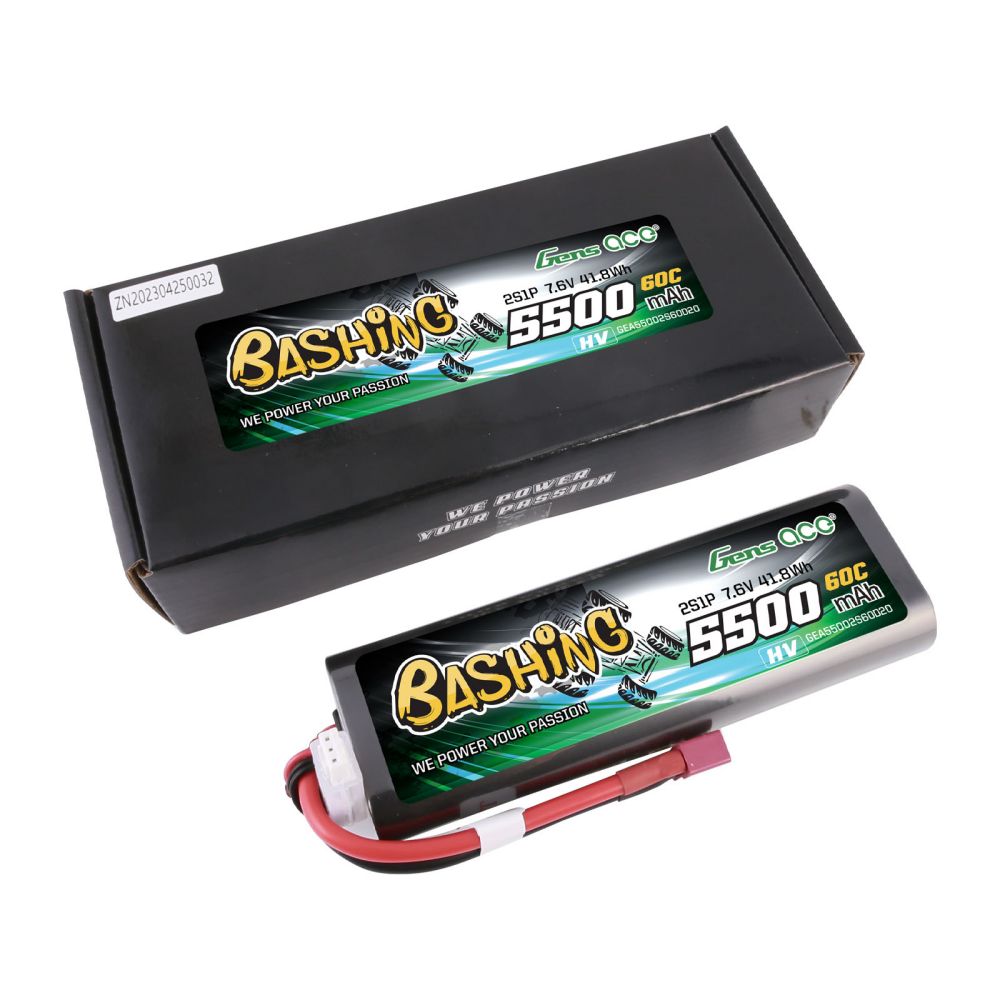 Gens ace 5500mAh 2S 7,6V 60C HardCase RC 20# Auto Lipo Akkupack mit T-Stecker