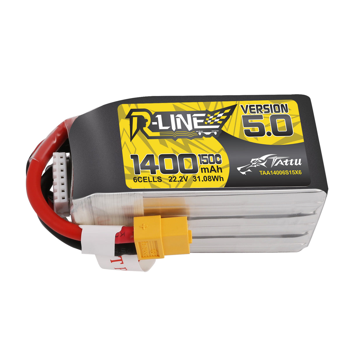 Tattu R-Line Version 5.0 1400 mAh 22,2 V 150C 6S1P Lipo-Akkupack mit XT60-Stecker