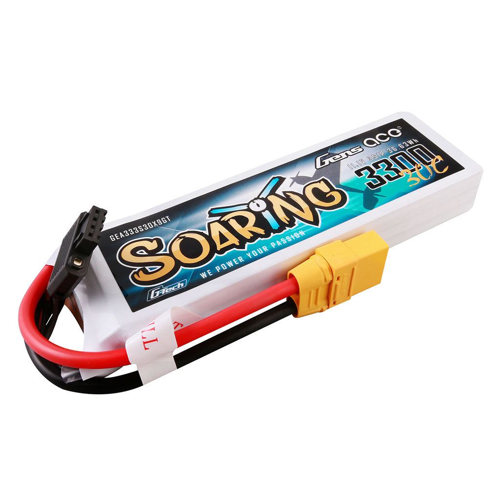 Gens ace G-Tech Soaring 3300mAh 11.1V 30C 3S1P Lipo Battery Pack with XT90 plug Gens ace G-Tech Soaring 3300mAh 11.1V 30C 3S1P Lipo Battery Pack with XT90 plug