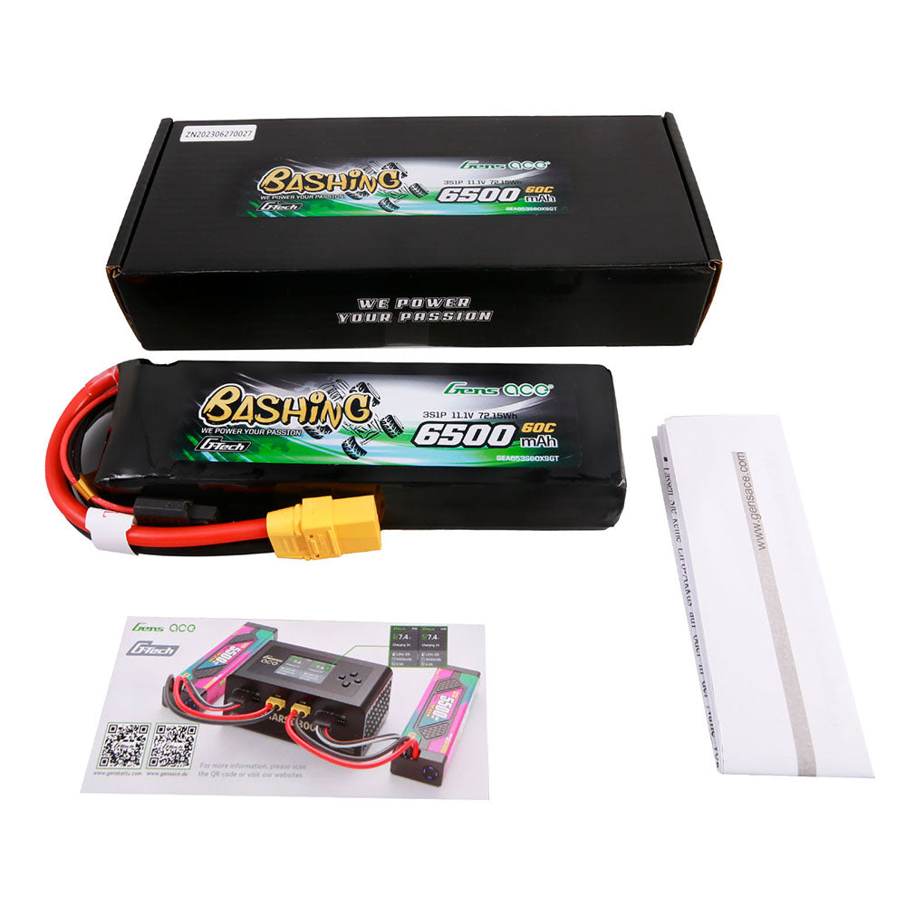 Gens ace G-Tech 6500mAh 11,1V 60C 3S1P Lipo Akkupack mit XT90-Bashing Serie