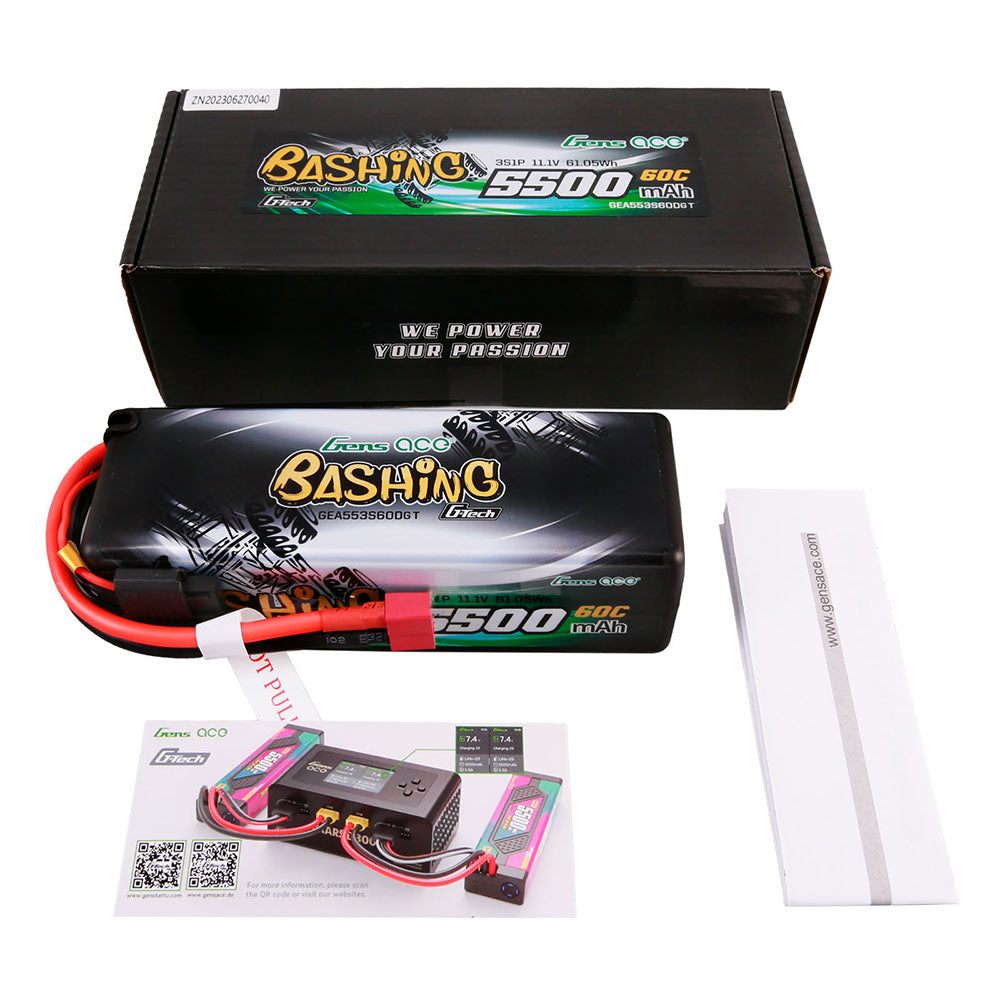 Gens ace G-Tech 5500mAh 11.1V 3S1P 60C HardCase 15# car Lipo Battery with T-plug Gens ace G-Tech 5500mAh 11.1V 3S1P 60C HardCase 15# car Lipo Battery with T-plug