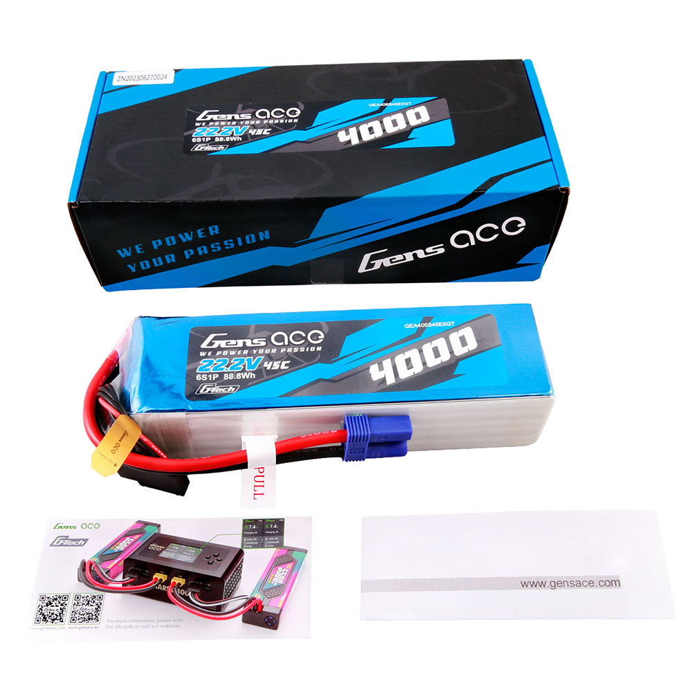 Gens ace G-Tech 4000mAh 22,2V 45C 6S1P Lipo Akkupack mit EC5 Stecker