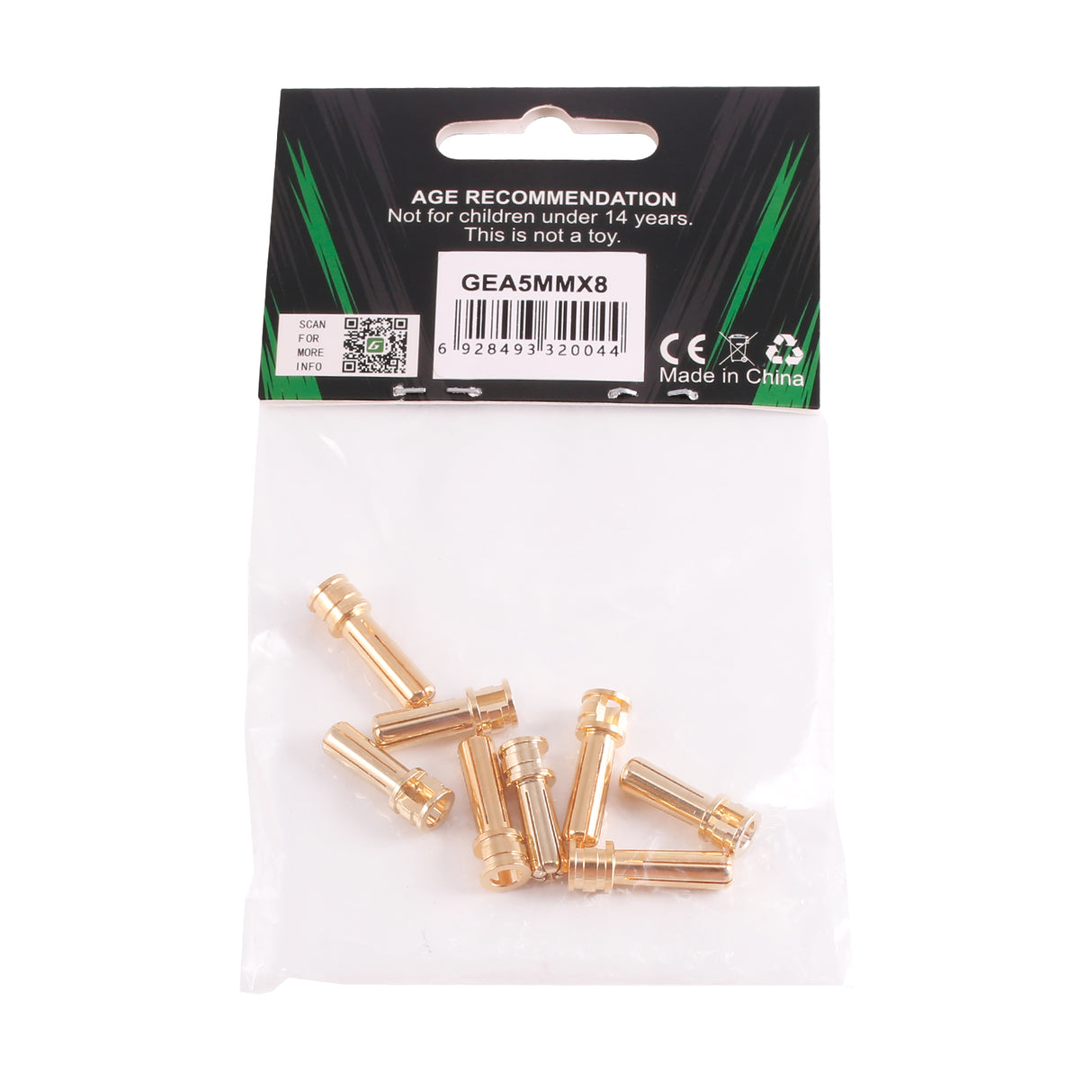 Gens ace 5.0mm bullet plug 8pcs (4x 19.5mm + 4x 22mm)