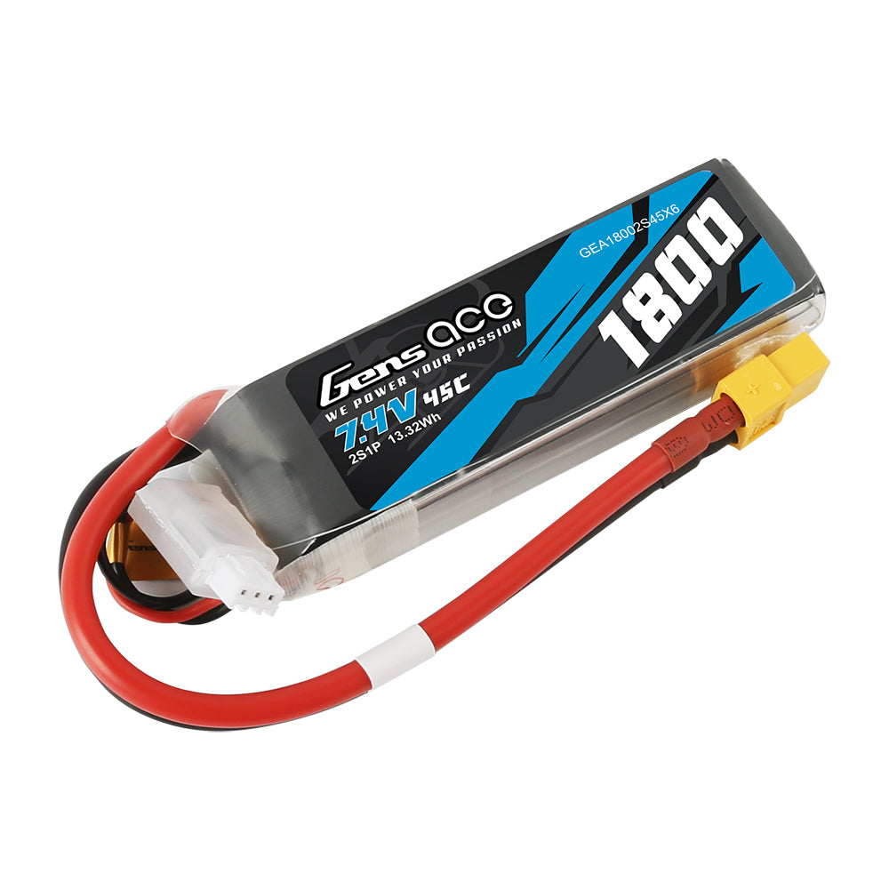 Gens ace 1800 mAh 7,4 V 45C 2S1P Lipo-Akkupack mit XT60-Stecker