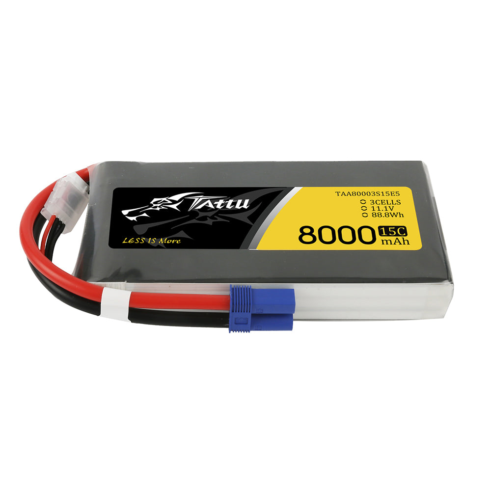 Tattu 8000mAh 11.1V 15C 3S1P Lipo Battery Pack with EC5 plug