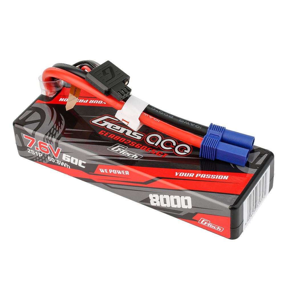 Gens ace G-Tech 8000mAh 2S1P 7.6V 60C High Voltage Lipo Battery with EC5 plug