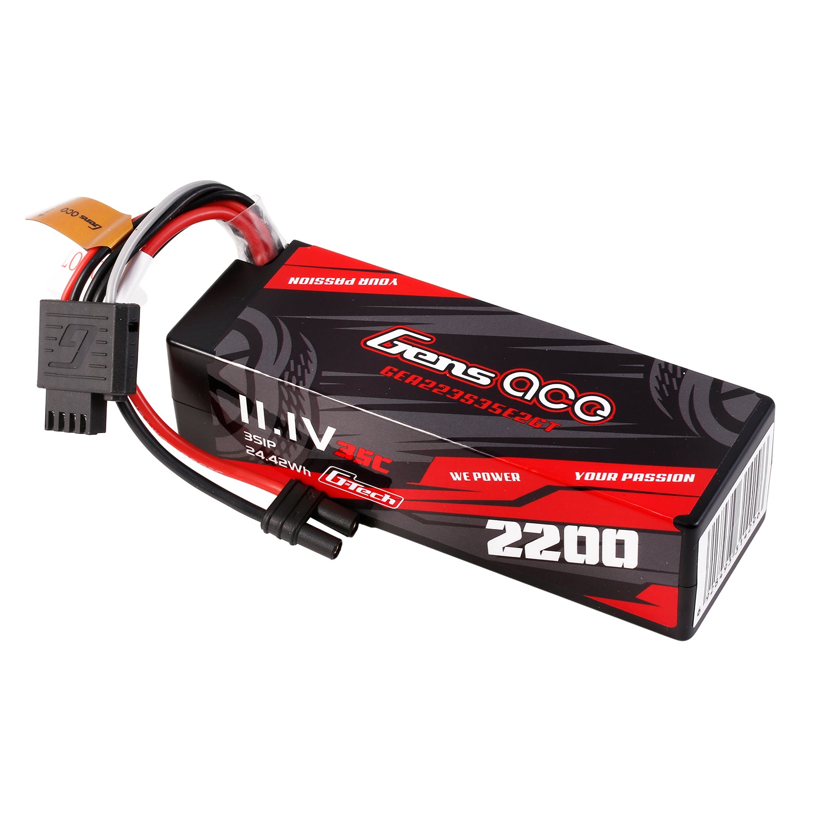 Gens ace 2200mAh 11.1V 3S1P 35C Lipo Battery Pack with IEC2 plug