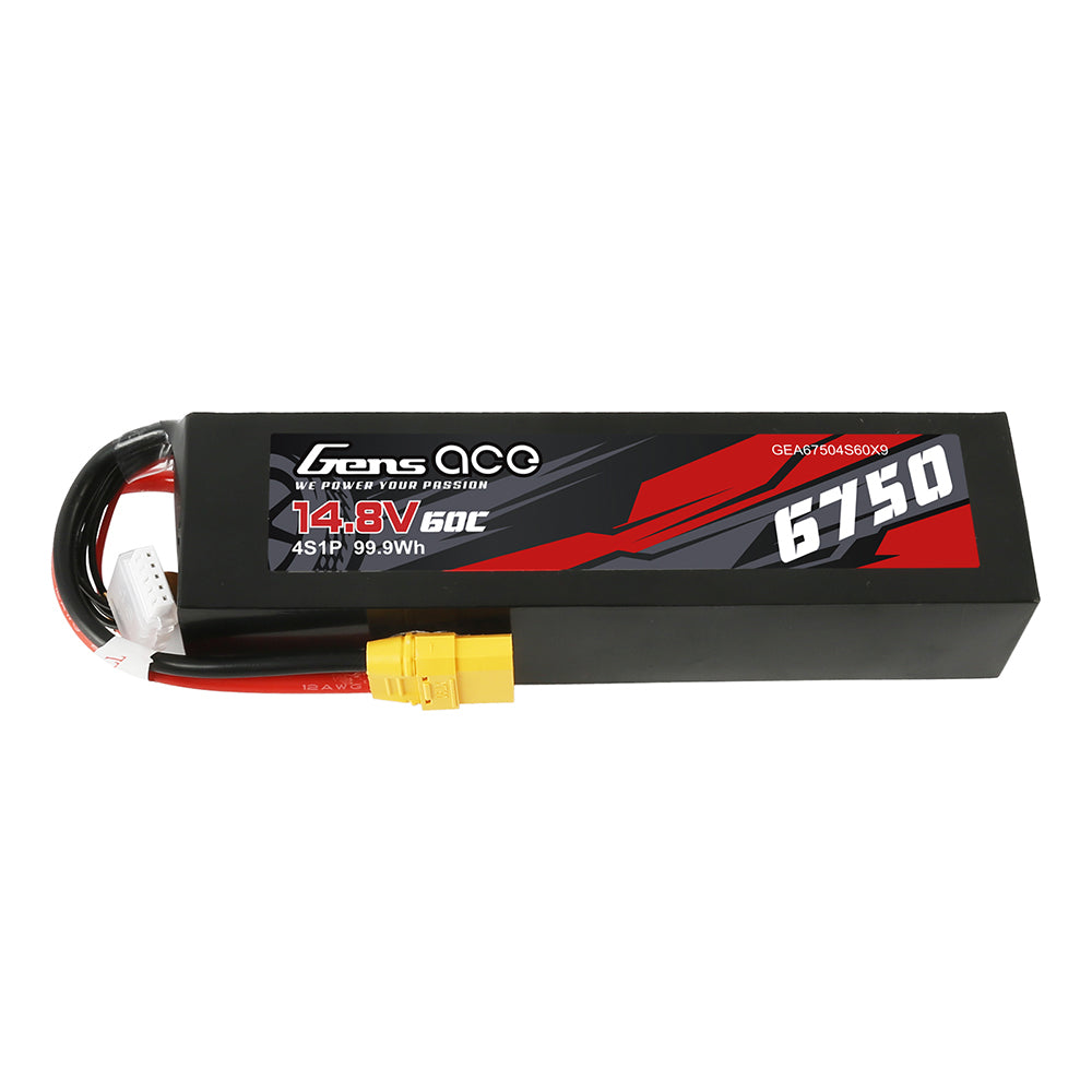 Gens ace 6750 mAh 14,8 V 60C 4S1P Lipo-Akkupack PC-Materialgehäuse mit XT90-Stecker