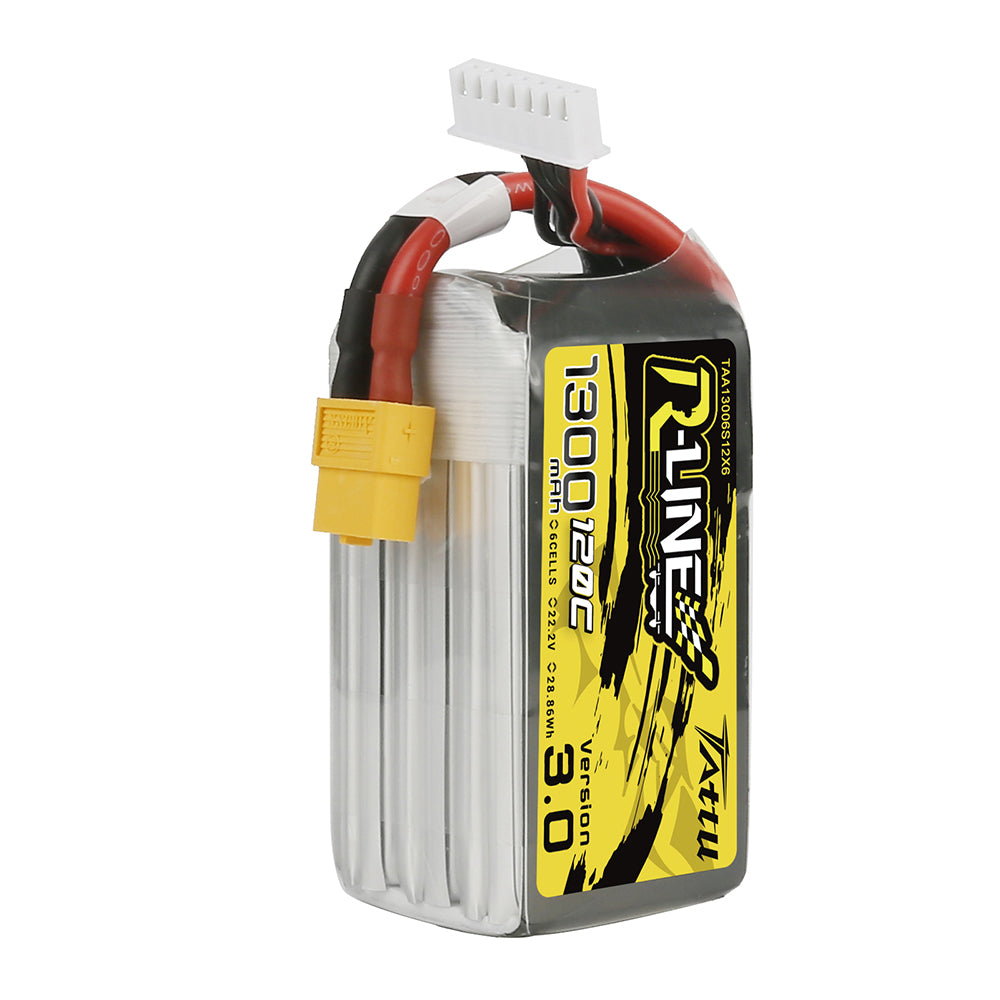 Tattu R-Line Version 3.0 1300 mAh 22,2 V 120C 6S1P Lipo-Akkupack mit XT60-Stecker