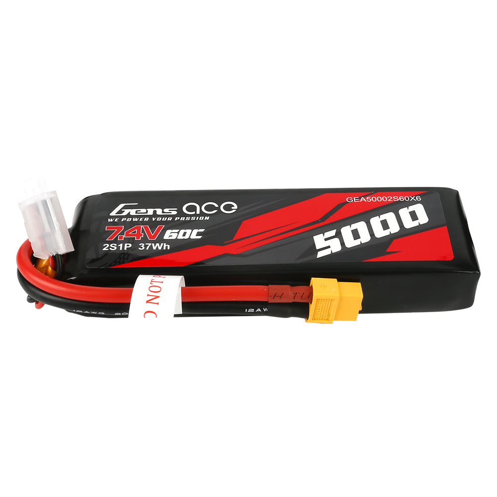 Gens ace 5000 mAh 7,4 V 60C 2S1P Lipo PC-Materialgehäuse mit XT60-Stecker