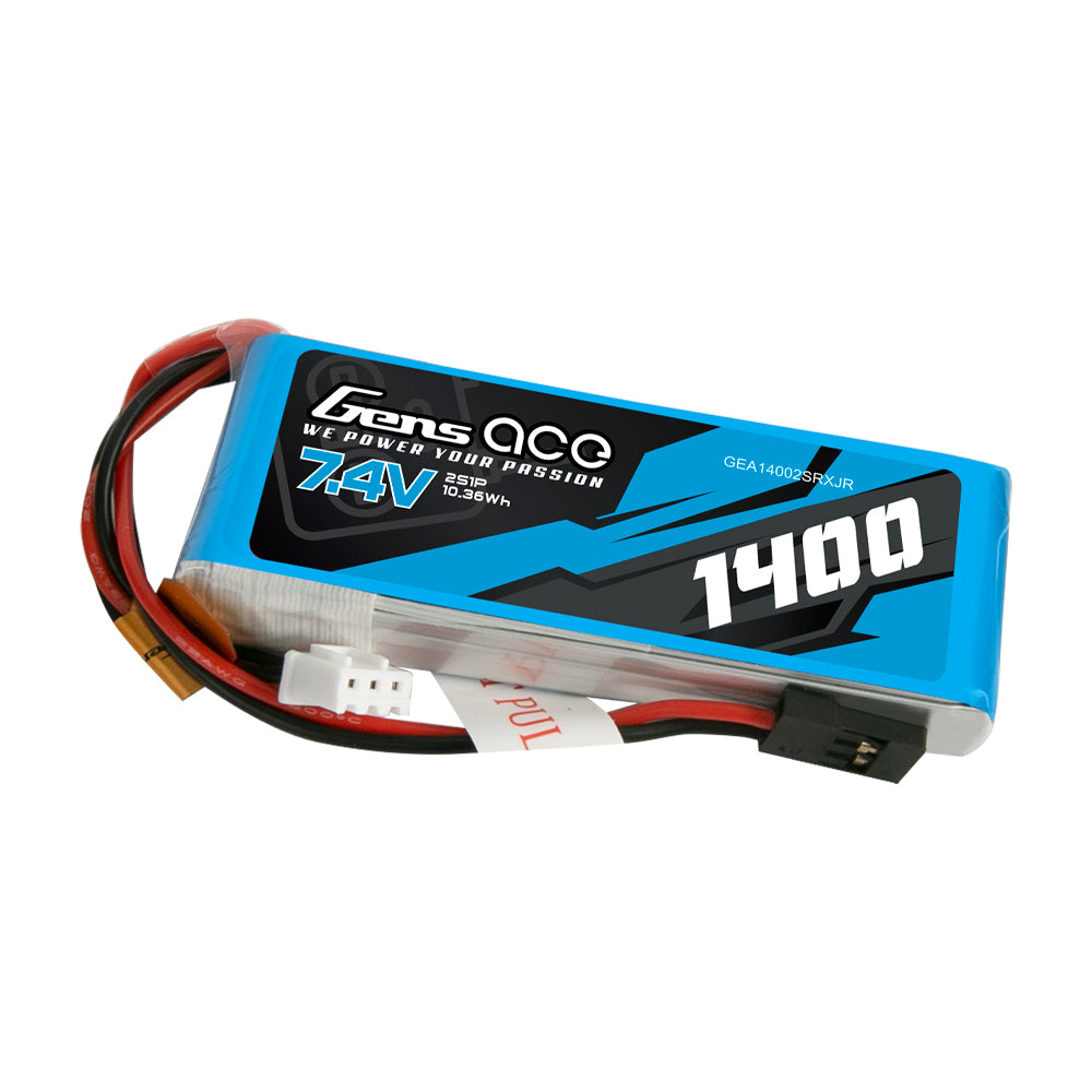 Gens ace 1400mAh 7.4V 2S1P Transmitter Lipo Battery Pack with JR-plug Gens ace 1400mAh 7.4V 2S1P Transmitter Lipo Battery Pack with JR-plug