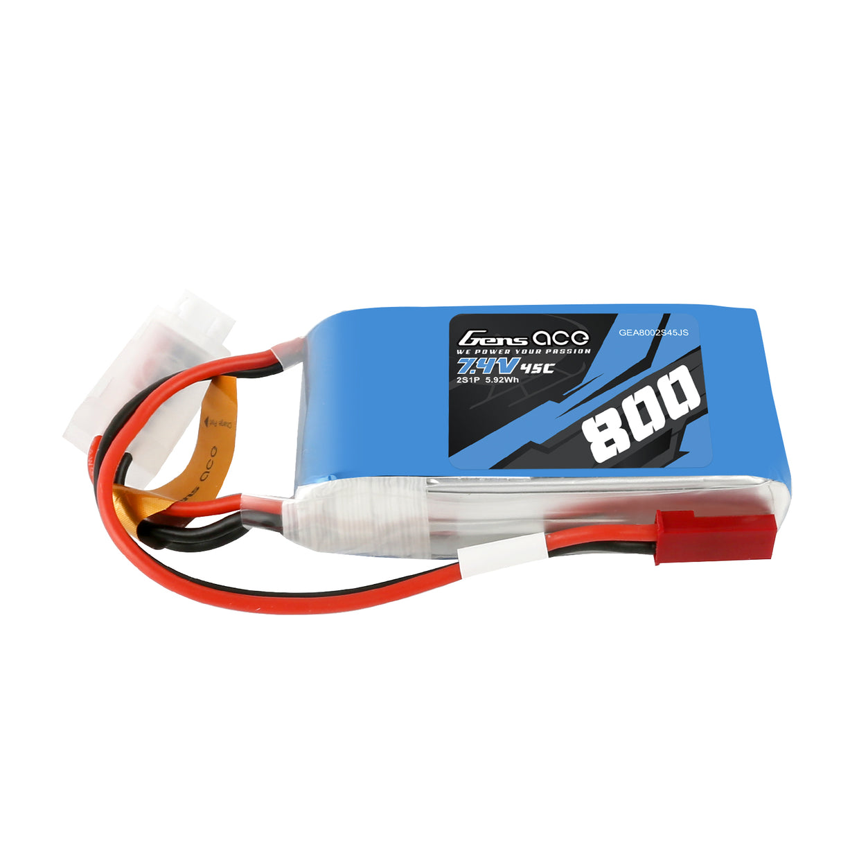 Gens ace Lipo 800 mAh 7,4 V 45 C 2S1P Lipo-Akkupack