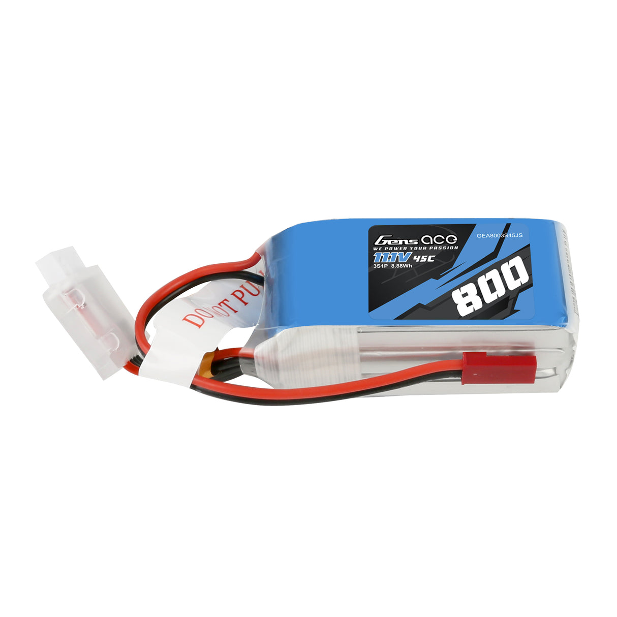 GENS ACE Lipo 800mAh 11,1V 45C 3S1P Lipo-Akkupack JST