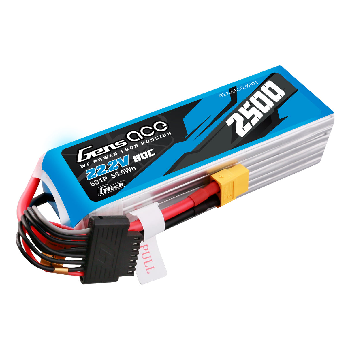 Gens ace G-Tech 2500mAh 22.2V 80C 6S1P Lipo Battery Pack with XT60 plug