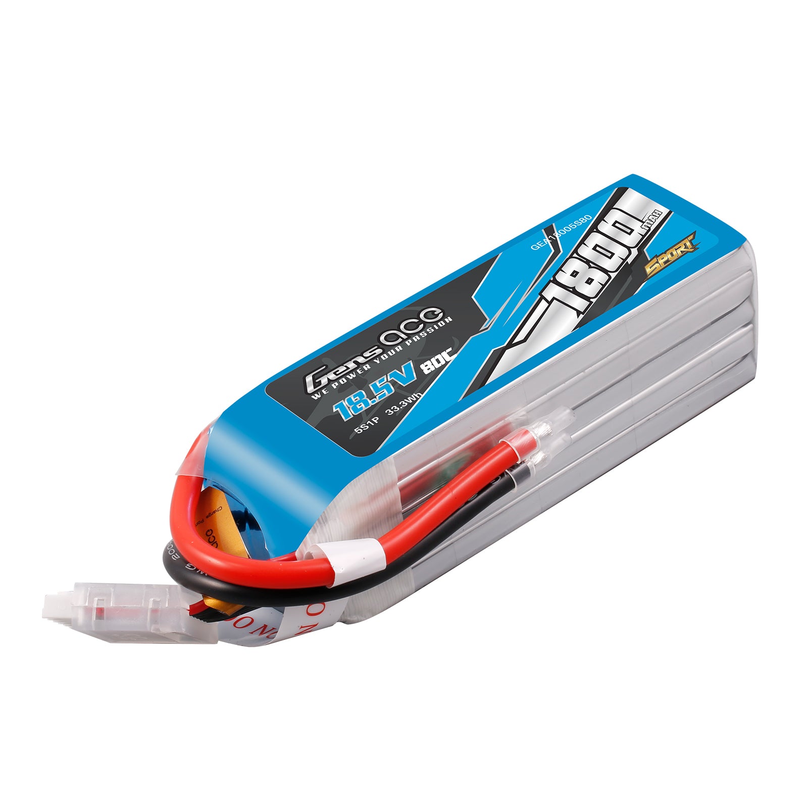 Gens ace 1800mAh 5S 18.5V 80C Lipo Battery （ F5B ) – Genspow GmbH