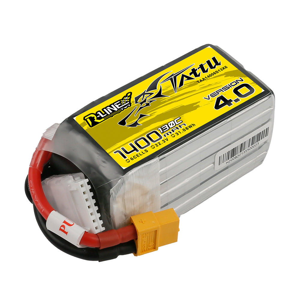 Tattu R-Line Version 4.0 1400mAh 6S 22.2V 130C Lipo Battery Pack with XT60 Plug