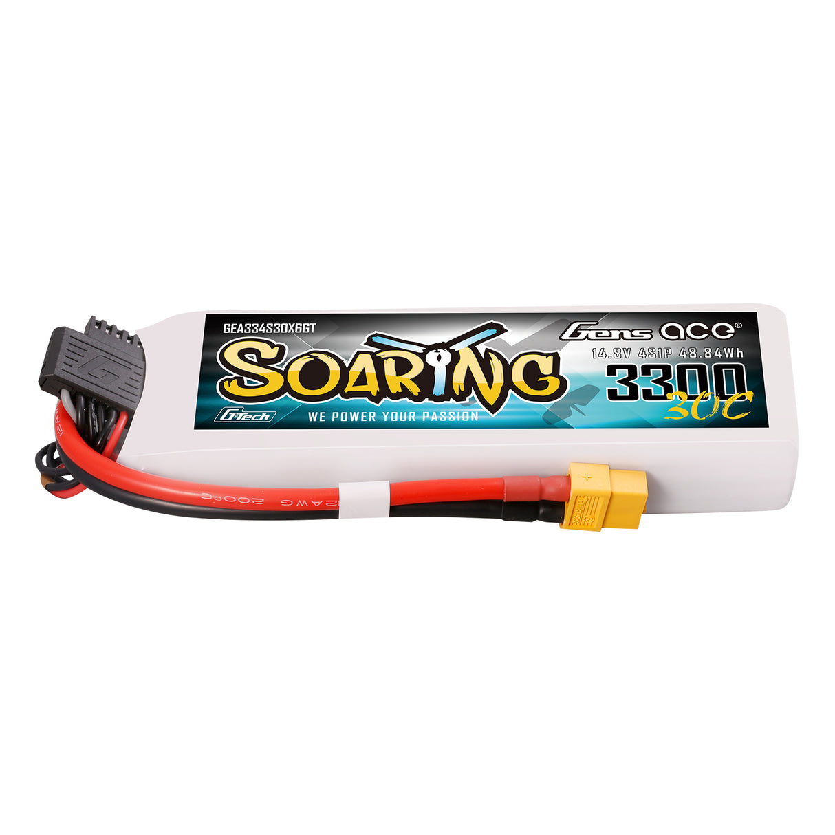 Gens ace G-Tech Soaring 3300mAh 14.8V 30C 4S1P Lipo Battery Pack with XT60 plug