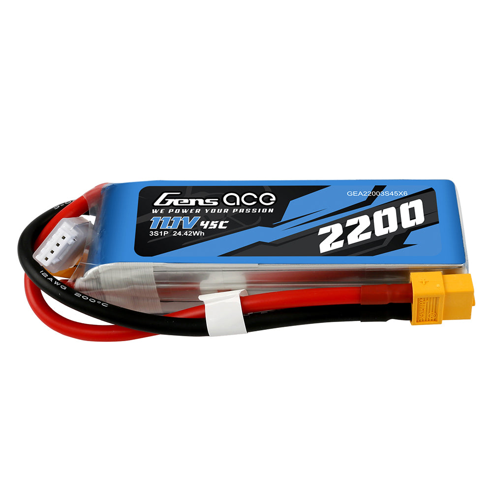 Gens ace 2200 mAh 11,1 V 45C 3S1P Lipo-Akkupack mit XT60-Stecker