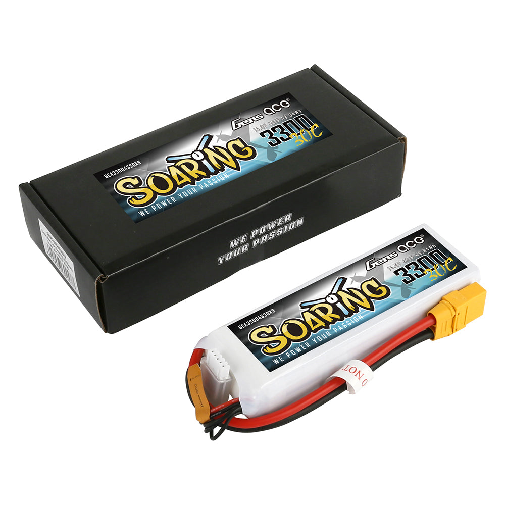 Gens ace Soaring 3300mAh 14.8V 30C 4S1P Lipo Battery Pack with XT90 plug