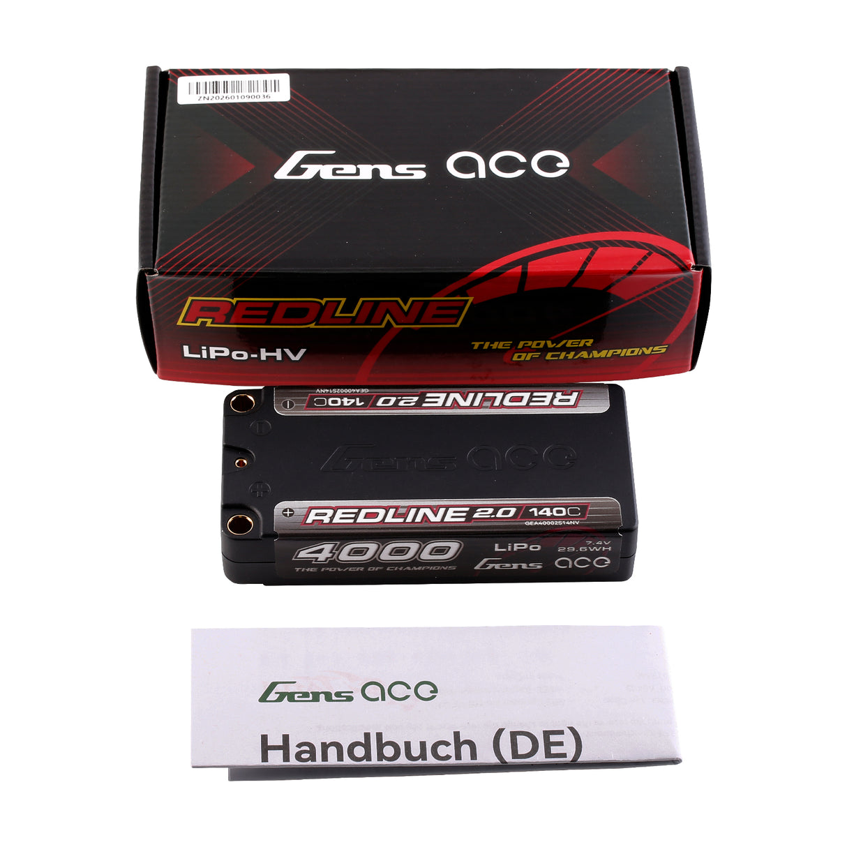Gens ace Redline 2.0 4000mAh 2S 140C Shorty Lipo Battery