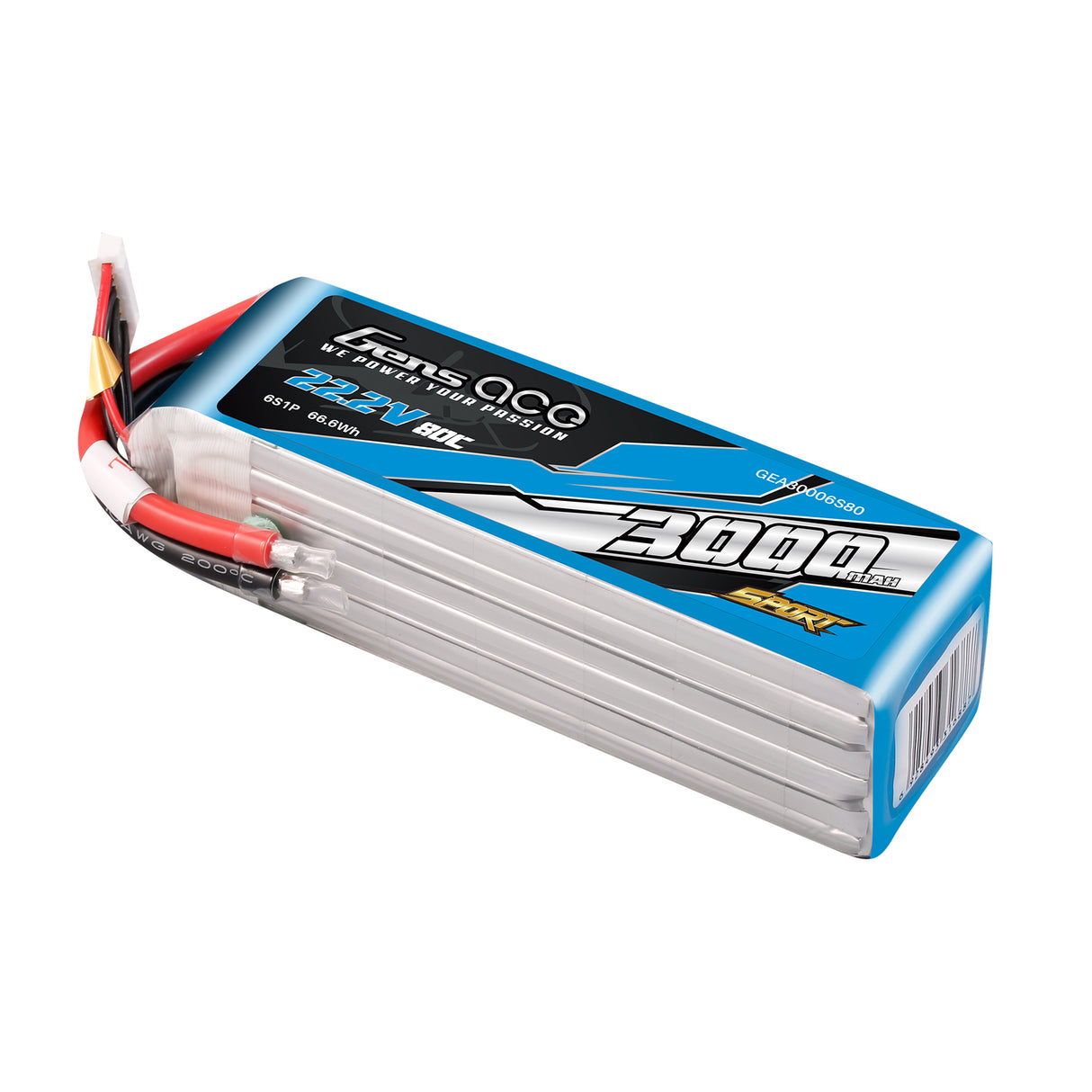 Gens ace 3000mAh 22.2V 80C 6S1P Lipo Battery Pack