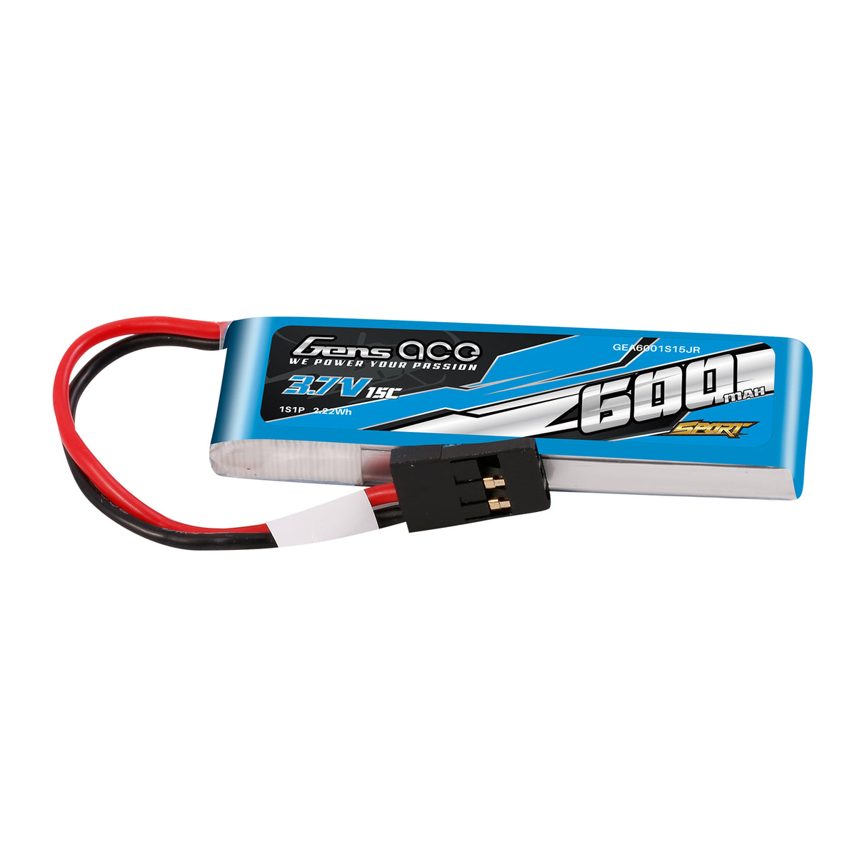 Gens ace 600mAh 3.7V 15C 1S1P Lipo Battery Pack