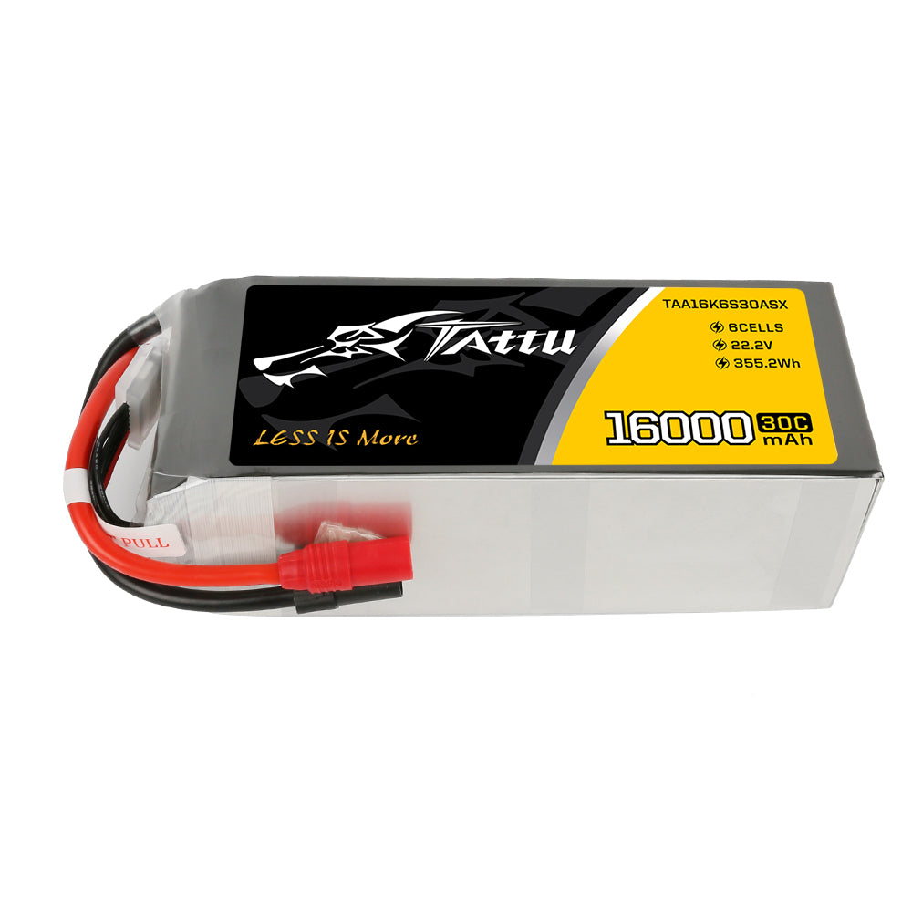 Tattu 16000mAh 22.2V 30C 6S1P Lipo Battery Pack with AS150+XT150 plug