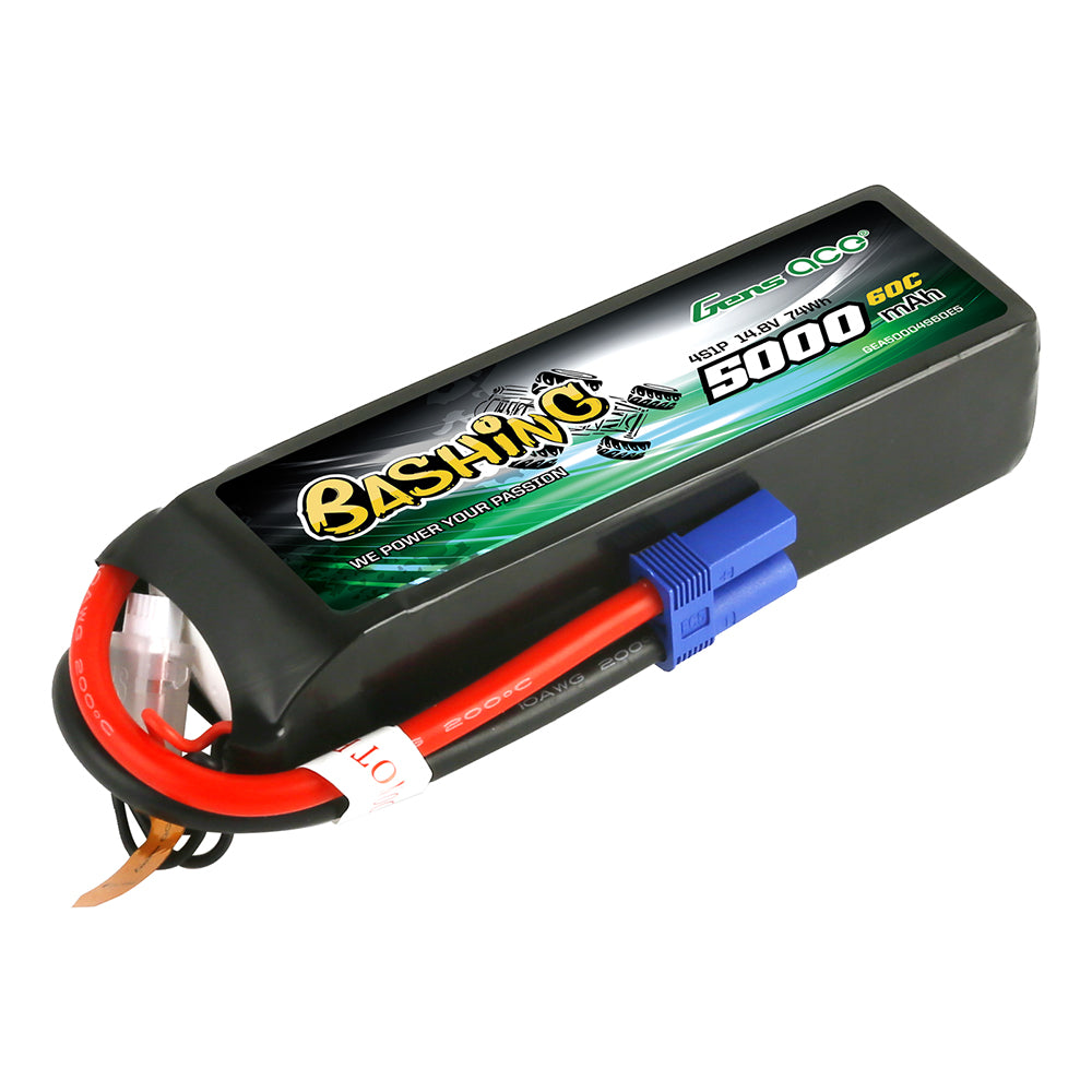 Gens ace 5000mAh 14.8V 4S 60C Lipo Battery Pack with EC5 Plug-Bashing Series