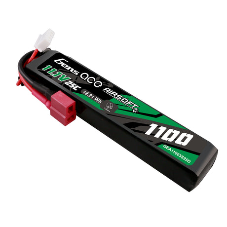 Gens ace 25C 1100mAh 3S1P 11.1V Airsoft Gun Lipo Battery with T Plug