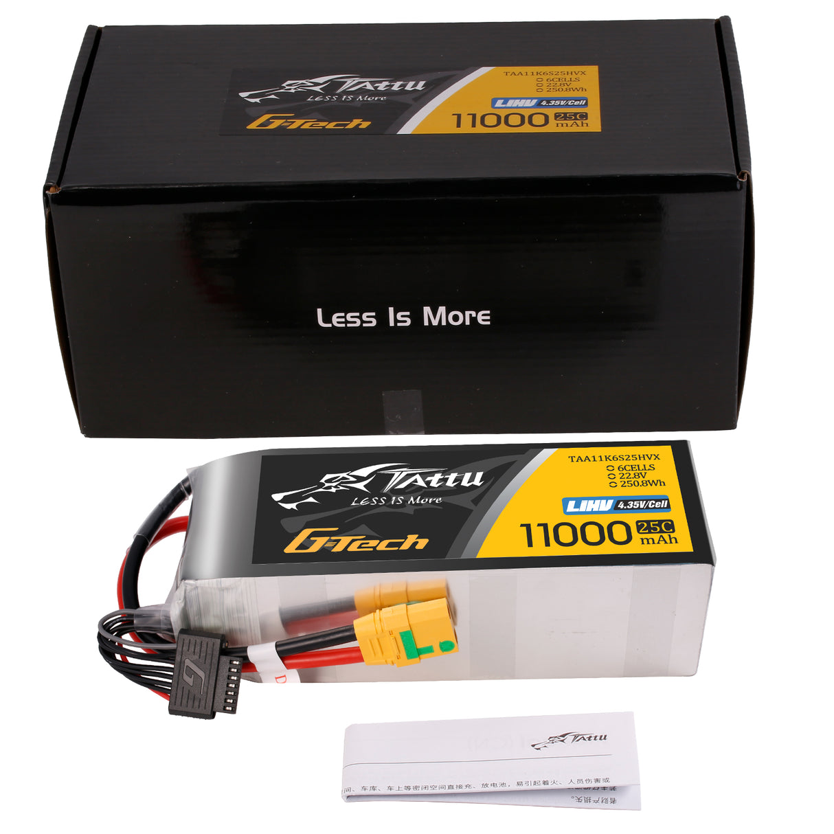 Tattu 11000MAH 22.8V HV 25C 6S1P Lipo Battery Pack with XT90-S(anti-spark) Plug