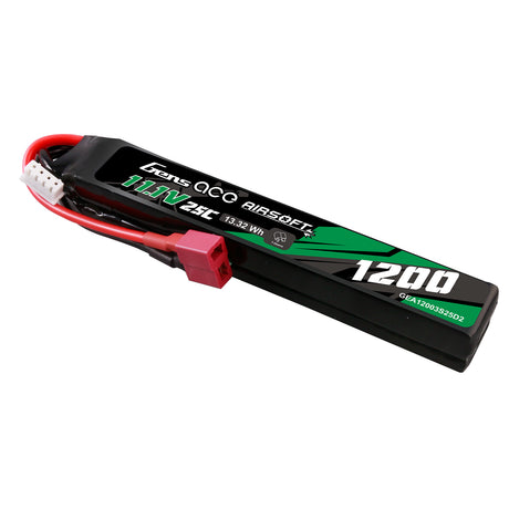 Gens Ace 25C 1200mAh 3S1P 11.1V Saddle Airsoft Gun Lipo Battery with T Plug