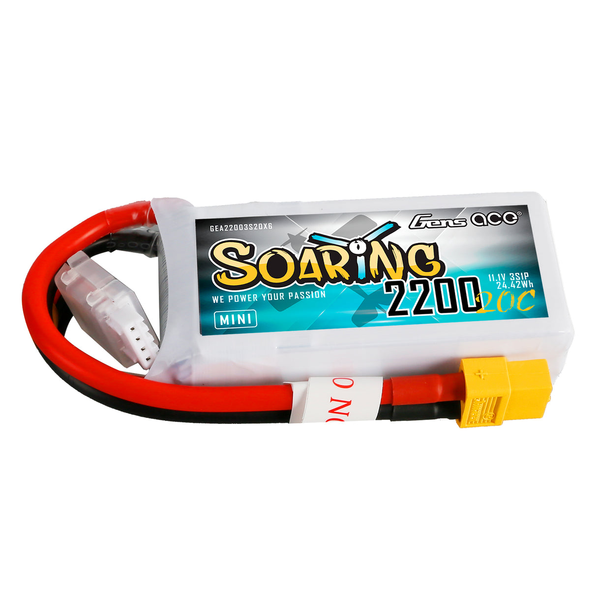 Gens ace Soaring 2200mAh 3S 20C 11.1V LiPo Battery with XT60 Plug