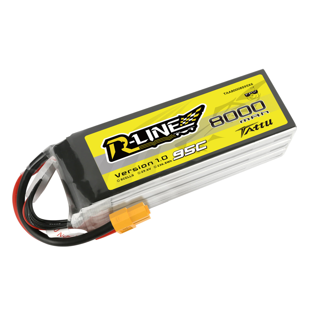 Tattu R-Line 8000mAh 29.6V 8S1P 95C 236.8Wh LiPo Battery with XT60
