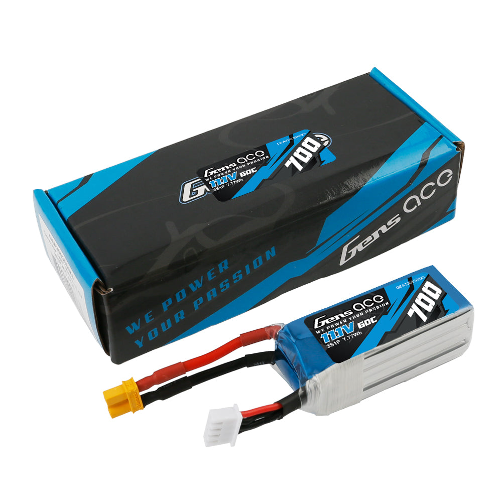 Gens ace 700mAh 11.1V 60C 3S1P Lipo Battery Pack with XT30 for OMPHOBBY M2 &LOGO200