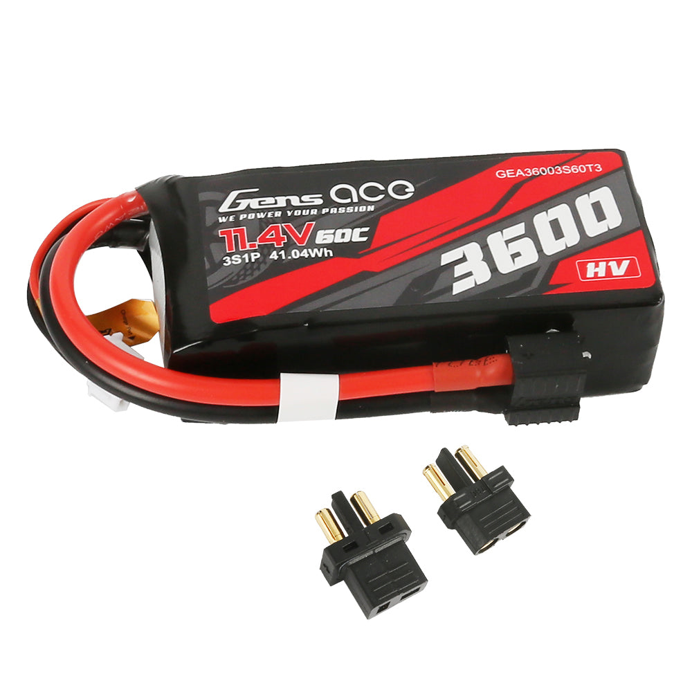 Gens ace 3600mAh 11,4V 3S1P 60C Hochspannungs-Lipo-Akkupack mit XT60/T-Stecker