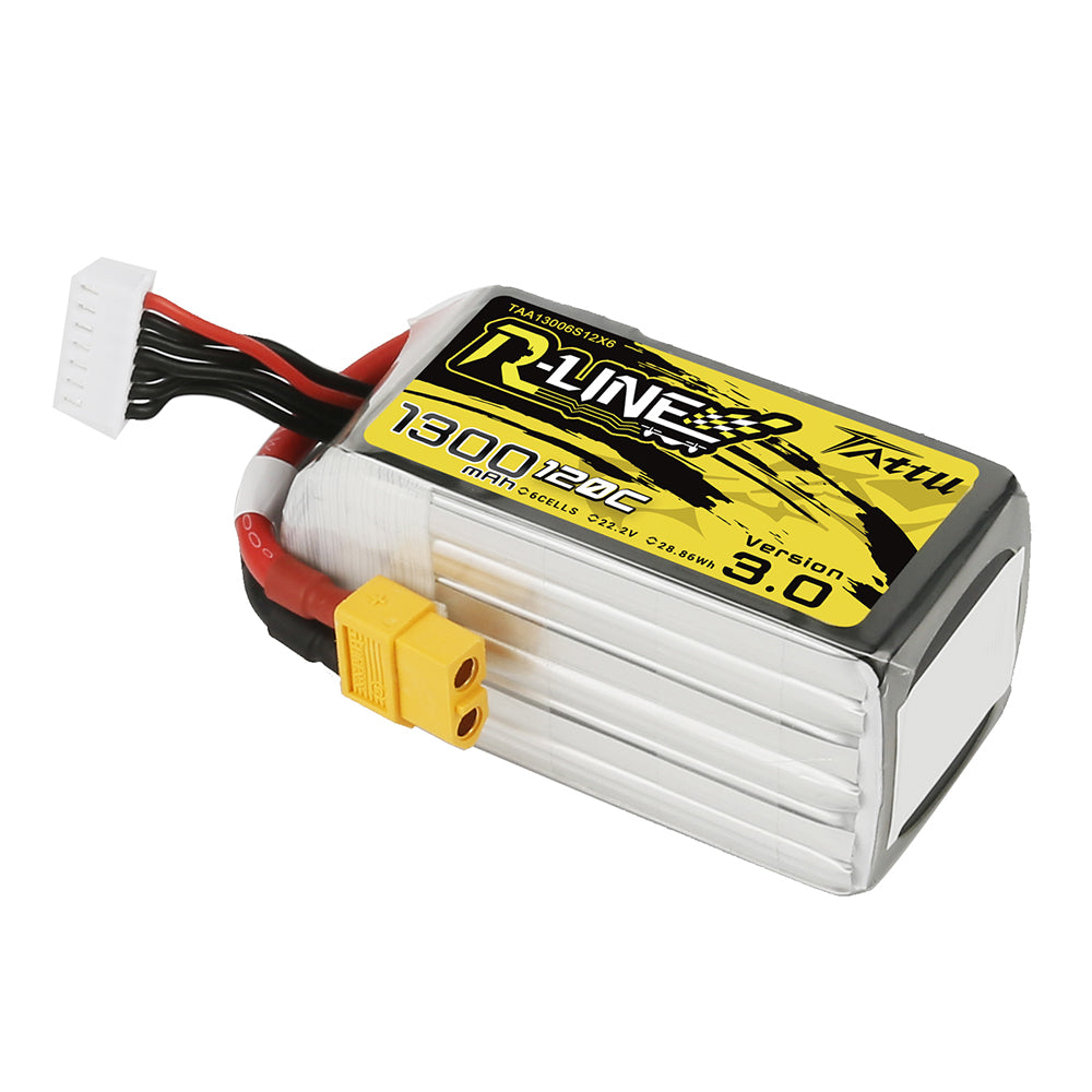 Tattu R-Line Version 3.0 1300 mAh 22,2 V 120C 6S1P Lipo-Akkupack mit XT60-Stecker