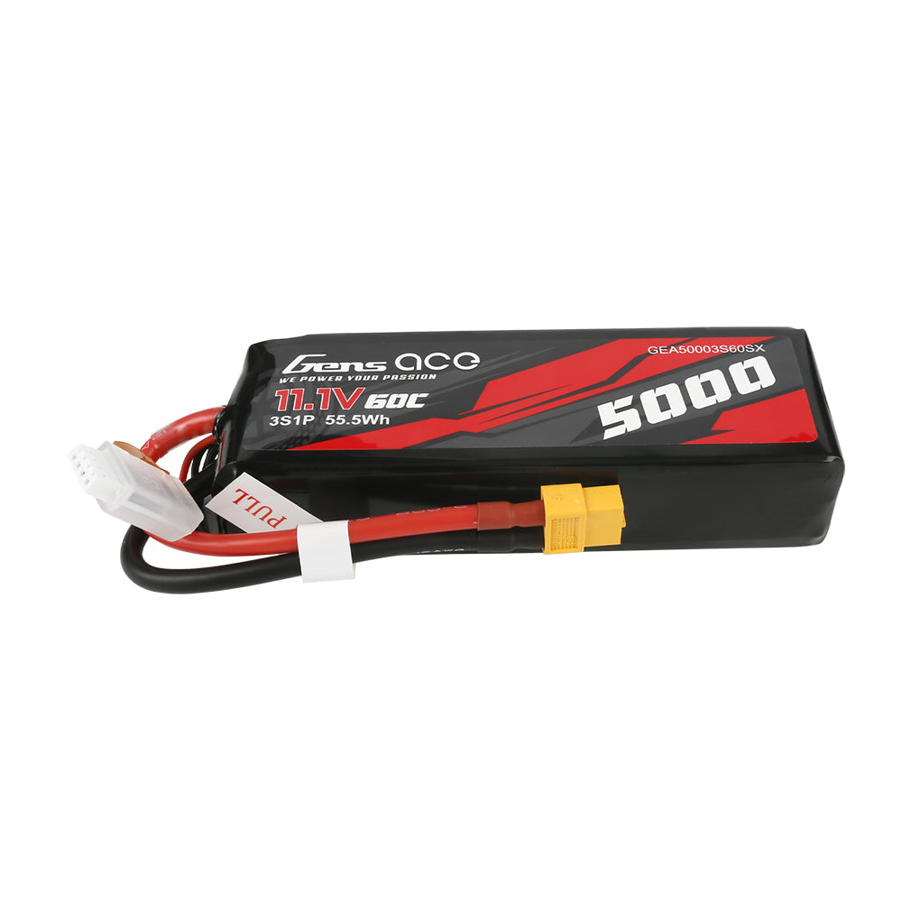 Gens ace 5000mAh 11.1V 60C 3S1P Short-Size Lipo With XT60 Plug